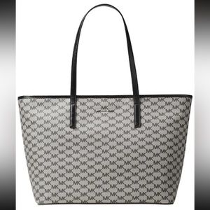 Michael Kors Signature Emry Large Top Zip Tote Black /Grey